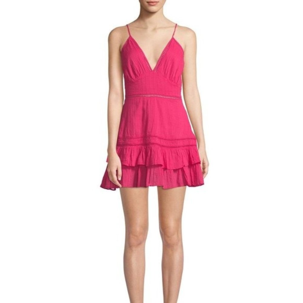 LOVERS + FRIENDS Pink Casey Jean Ruffle Mini Dress